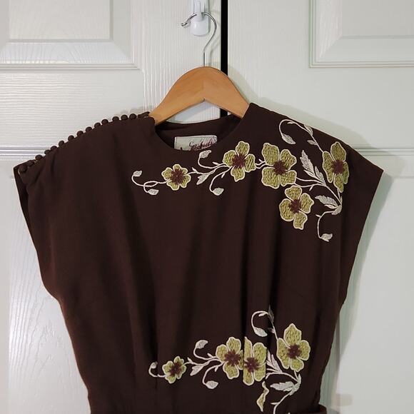 Vintage Jon Michaels Original Brown Floral Dress SZ XS Embroidered Boho Classic - Picture 7 of 13